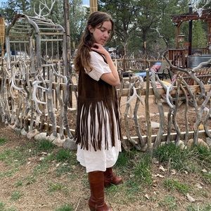 Vintage Suede Leather Fringe Vest